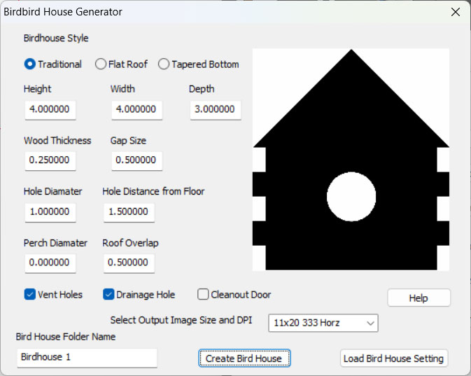 Laser Photo Wizard Birdhouse Generator