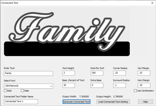 Laser Photo Wizard Connected Text Generator