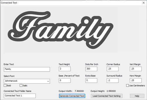 Laser Photo Wizard Connected Text Generator